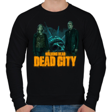 PRINTFASHION Walking Dead Dead city - Férfi pulóver - Fekete