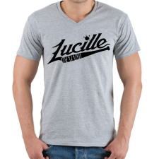 PRINTFASHION Walking Dead - Lucille - Férfi V-nyakú póló - Sport szürke férfi póló