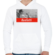 PRINTFASHION Wall street farkasai konfetti jelenet - Férfi kapucnis pulóver - Fehér férfi pulóver, kardigán