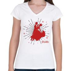 PRINTFASHION Waltz - Keringő - Női V-nyakú póló - Fehér