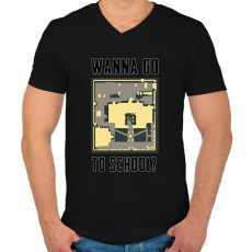 PRINTFASHION Wanna Go to School - PUBG - Férfi V-nyakú póló - Fekete