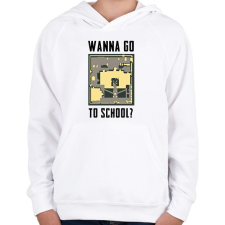 PRINTFASHION Wanna Go to School - PUBG - Gyerek kapucnis pulóver - Fehér gyerek pulóver, kardigán