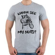PRINTFASHION Wanna see my nuts? - Férfi póló - Sport szürke