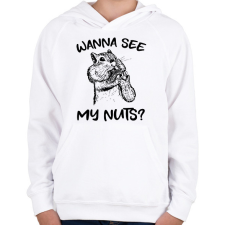 PRINTFASHION Wanna see my nuts? - Gyerek kapucnis pulóver - Fehér gyerek pulóver, kardigán