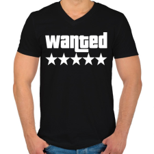 PRINTFASHION WANTED ★★★★★ (GTA) - Férfi V-nyakú póló - Fekete férfi póló