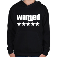 PRINTFASHION WANTED ★★★★★ (GTA) - Gyerek kapucnis pulóver - Fekete