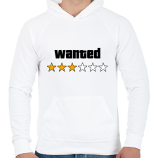 PRINTFASHION Wanted Level 3 - Férfi kapucnis pulóver - Fehér férfi pulóver, kardigán