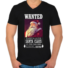 PRINTFASHION Wanted Santa Claus - Férfi V-nyakú póló - Fekete