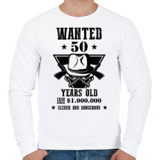 PRINTFASHION Wanted - Számmal - Férfi pulóver - Fehér