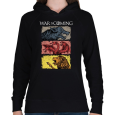 PRINTFASHION War is Coming - Női kapucnis pulóver - Fekete