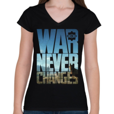 PRINTFASHION War never changes - Női V-nyakú póló - Fekete