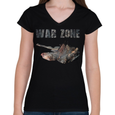 PRINTFASHION war zone - Női V-nyakú póló - Fekete női póló