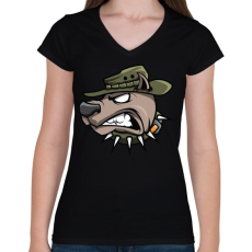 PRINTFASHION Wardog - Női V-nyakú póló - Fekete