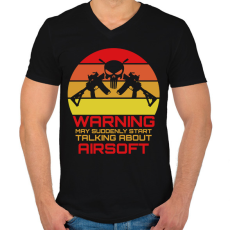 PRINTFASHION Warning airsoft - Férfi V-nyakú póló - Fekete