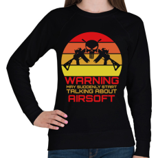 PRINTFASHION Warning airsoft - Női pulóver - Fekete