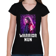 PRINTFASHION Warrior Nun - Női V-nyakú póló - Fekete