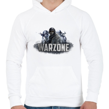 PRINTFASHION Warzone - Férfi kapucnis pulóver - Fehér férfi pulóver, kardigán