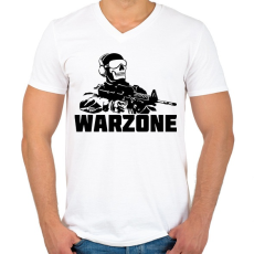 PRINTFASHION Warzone - Férfi V-nyakú póló - Fehér