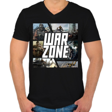 PRINTFASHION Warzone - Férfi V-nyakú póló - Fekete