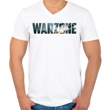 PRINTFASHION Warzone Logo - Férfi V-nyakú póló - Fehér férfi póló