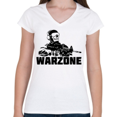 PRINTFASHION Warzone - Női V-nyakú póló - Fehér