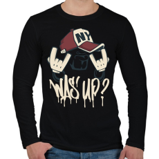 PRINTFASHION Was up? - Férfi hosszú ujjú póló - Fekete