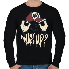 PRINTFASHION Was up? - Férfi pulóver - Fekete férfi pulóver, kardigán