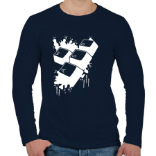 PRINTFASHION wasd - Férfi hosszú ujjú póló - Sötétkék férfi póló