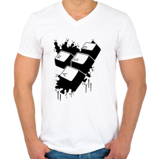 PRINTFASHION WASD - Férfi V-nyakú póló - Fehér
