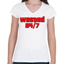 PRINTFASHION Wasted  - Női V-nyakú póló - Fehér női póló