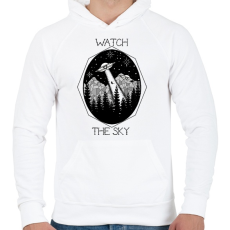 PRINTFASHION Watch the sky - Férfi kapucnis pulóver - Fehér