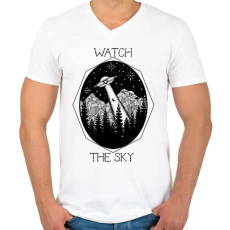 PRINTFASHION Watch the sky - Férfi V-nyakú póló - Fehér