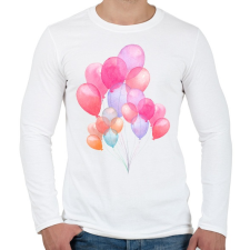 PRINTFASHION Watercolor Balloons - Férfi hosszú ujjú póló - Fehér férfi póló