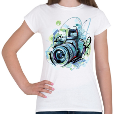 PRINTFASHION Watercolor Camera - Női póló - Fehér női póló