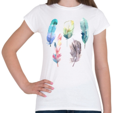PRINTFASHION Watercolor Feathers - Női póló - Fehér