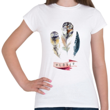 PRINTFASHION Watercolor Painted Feathers - Női póló - Fehér női póló