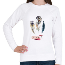 PRINTFASHION Watercolor Painted Feathers - Női pulóver - Fehér női pulóver, kardigán