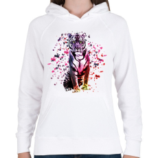 PRINTFASHION watercolor tigris - Női kapucnis pulóver - Fehér
