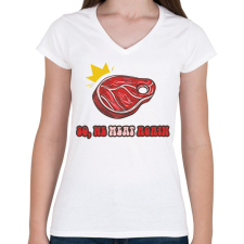 PRINTFASHION We meat again - Női V-nyakú póló - Fehér női póló