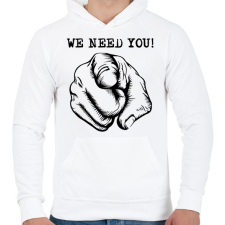 PRINTFASHION We need you - kellesz nekünk - Férfi kapucnis pulóver - Fehér férfi pulóver, kardigán