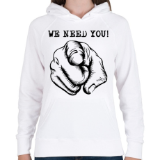 PRINTFASHION We need you -  kellesz nekünk - Női kapucnis pulóver - Fehér