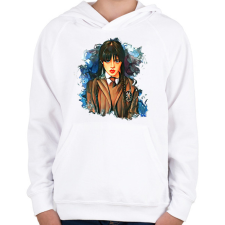 PRINTFASHION Wednesday Addams Family - Gyerek kapucnis pulóver - Fehér gyerek pulóver, kardigán