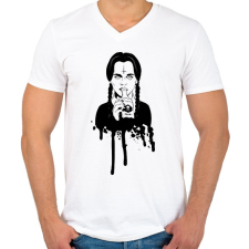 PRINTFASHION Wednesday Addams - Férfi V-nyakú póló - Fehér férfi póló