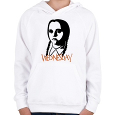 PRINTFASHION Wednesday Addams - Gyerek kapucnis pulóver - Fehér