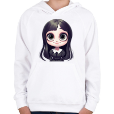 PRINTFASHION Wednesday Addams - Gyerek kapucnis pulóver - Fehér gyerek pulóver, kardigán