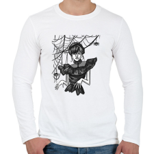 PRINTFASHION Wednesday Addams Halloween - Férfi hosszú ujjú póló - Fehér férfi póló