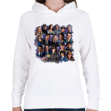 PRINTFASHION Wednesday Addams - montázs - Női kapucnis pulóver - Fehér női pulóver, kardigán