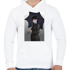 PRINTFASHION Wednesday anime  - Férfi kapucnis pulóver - Fehér férfi pulóver, kardigán