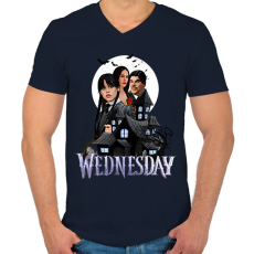 PRINTFASHION Wednesday art 10 - Férfi V-nyakú póló - Sötétkék