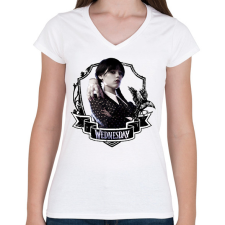 PRINTFASHION Wednesday art 5 - Női V-nyakú póló - Fehér női póló